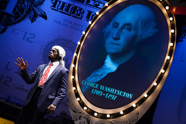 Terrell Donnell Sledge starts off the show as George Washington. Photo by Meghan Moore;